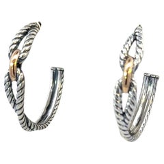 David Yurman Large Hoop Earrings 18 KT Gold + Silver Estate