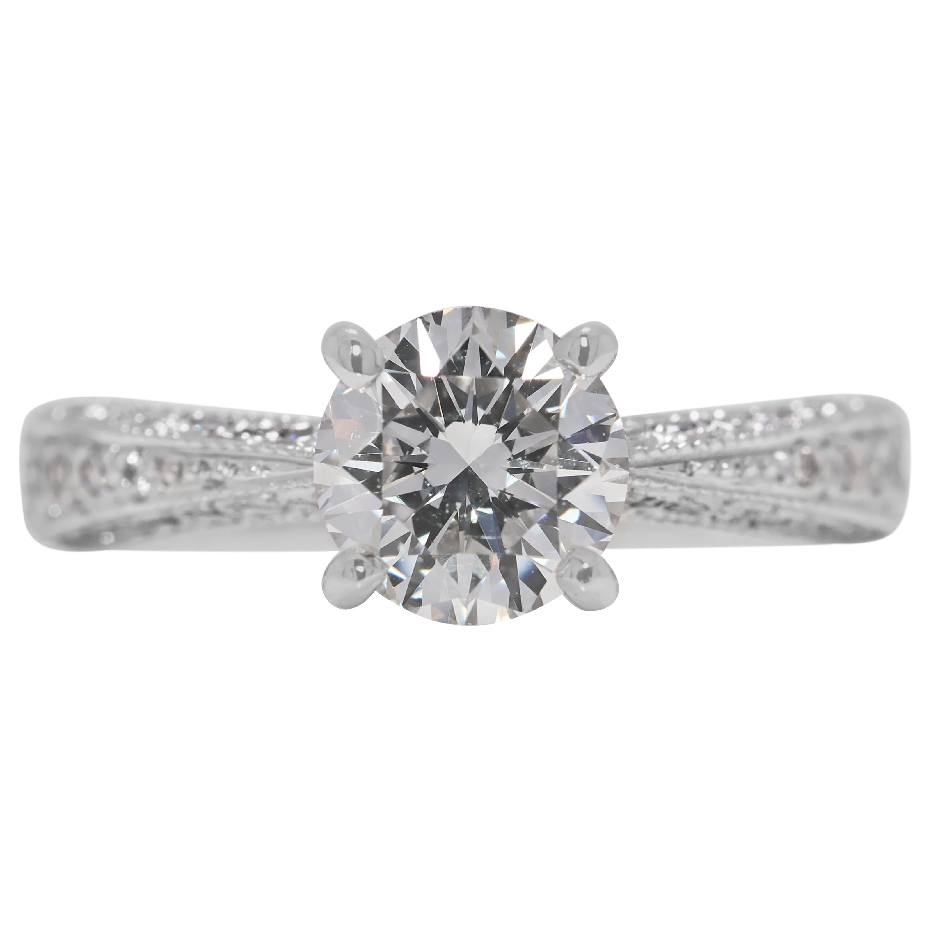 Gerard McCabe Prestigious 1.12ct Pave Natural Diamond Ring in 18K White Gold