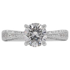 Gerard McCabe Prestigious bague en or blanc 18 carats avec diamant naturel pavé de 1,12 carat