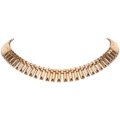 Heavy French 18 Karat Gold Fringe Necklace, circa 1950