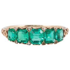 19th Century Emerald and Gold Carved Half Hoop Ring, circa 1880 9