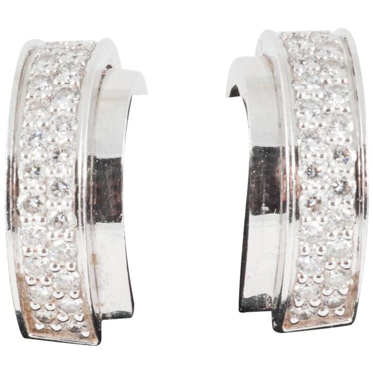 Piaget 18 Karat Gold And Diamond Creole Earrings For At 1stdibs Piaget 18 Karat Gold And Diamond Creole Earrings For
