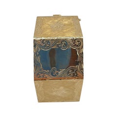 Solid 14kt Yellow Gold Hand Engraved Octagonal Hinged Antique Bangle Bracelet