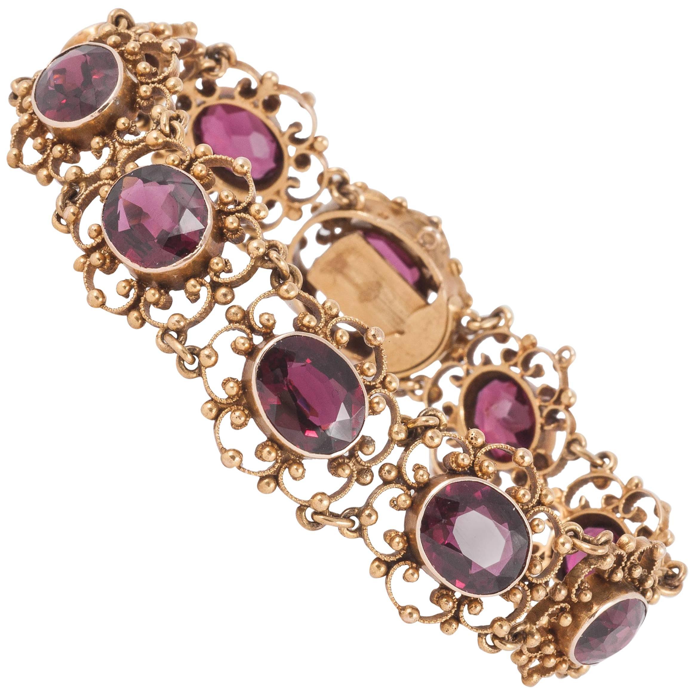 Edwardian Gold and Garnet Bracelet For Sale