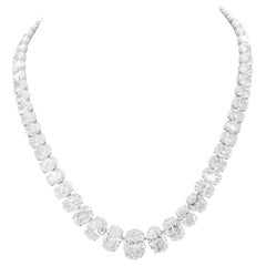GIA-zertifizierte 85 Karat Diamant-Halskette mit Ovalschliff