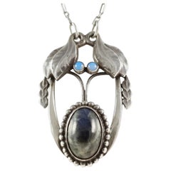 Antique Georg Jensen Silver Opal and Labradorite Pendant #4