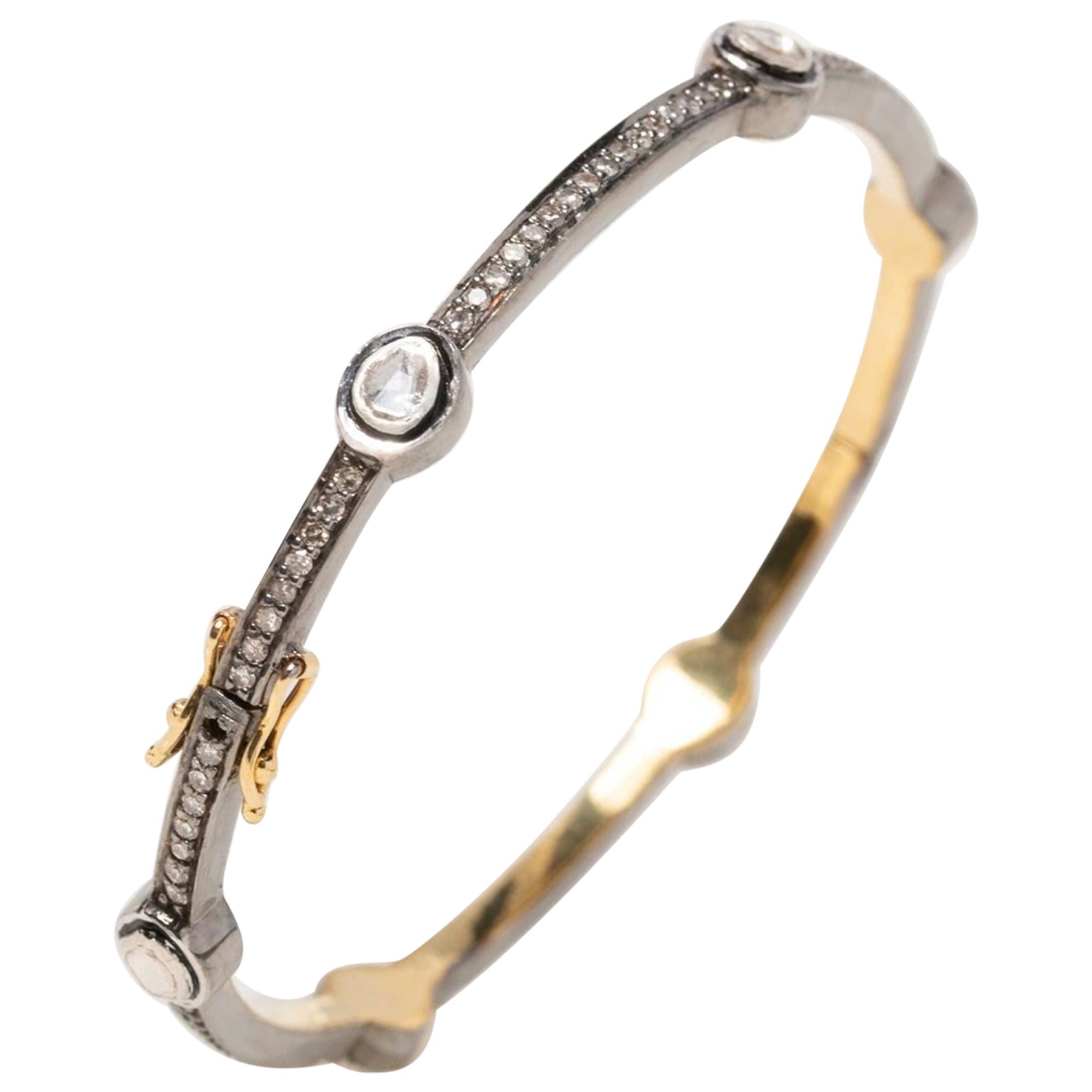 Antiker Polki Diamant-Armreif  Armband Natürlicher Diamant Viktorianisches Armband