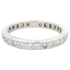 Vintage 14k White Gold 0.60ctw Pave Diamond Polished Eternity Band Ring Size 7.5