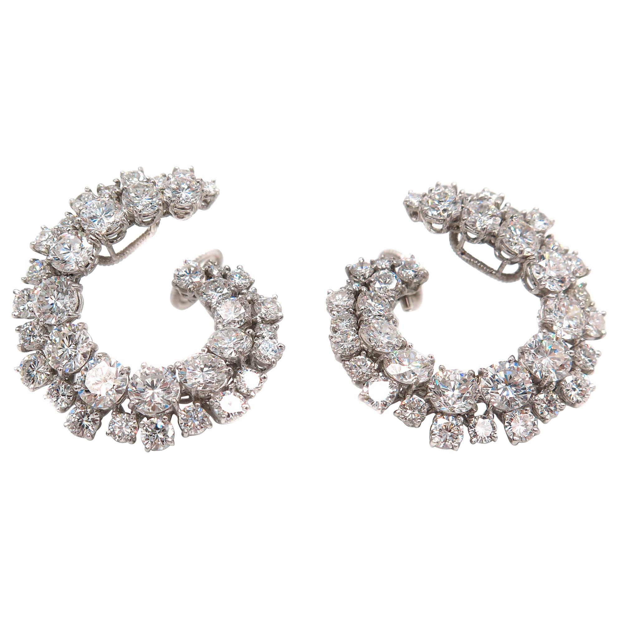 Harry Winston Diamond Platinum Spiral Earrings