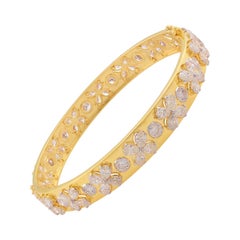 Armreif aus 18 Karat Gelbgold mit Marquise- und runden Diamanten, handgefertigt
