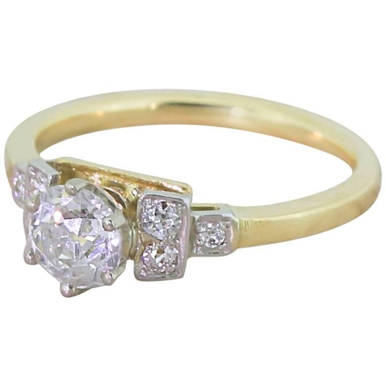 Art Deco 0.77 Carat Old Cut Diamond Engagement Ring