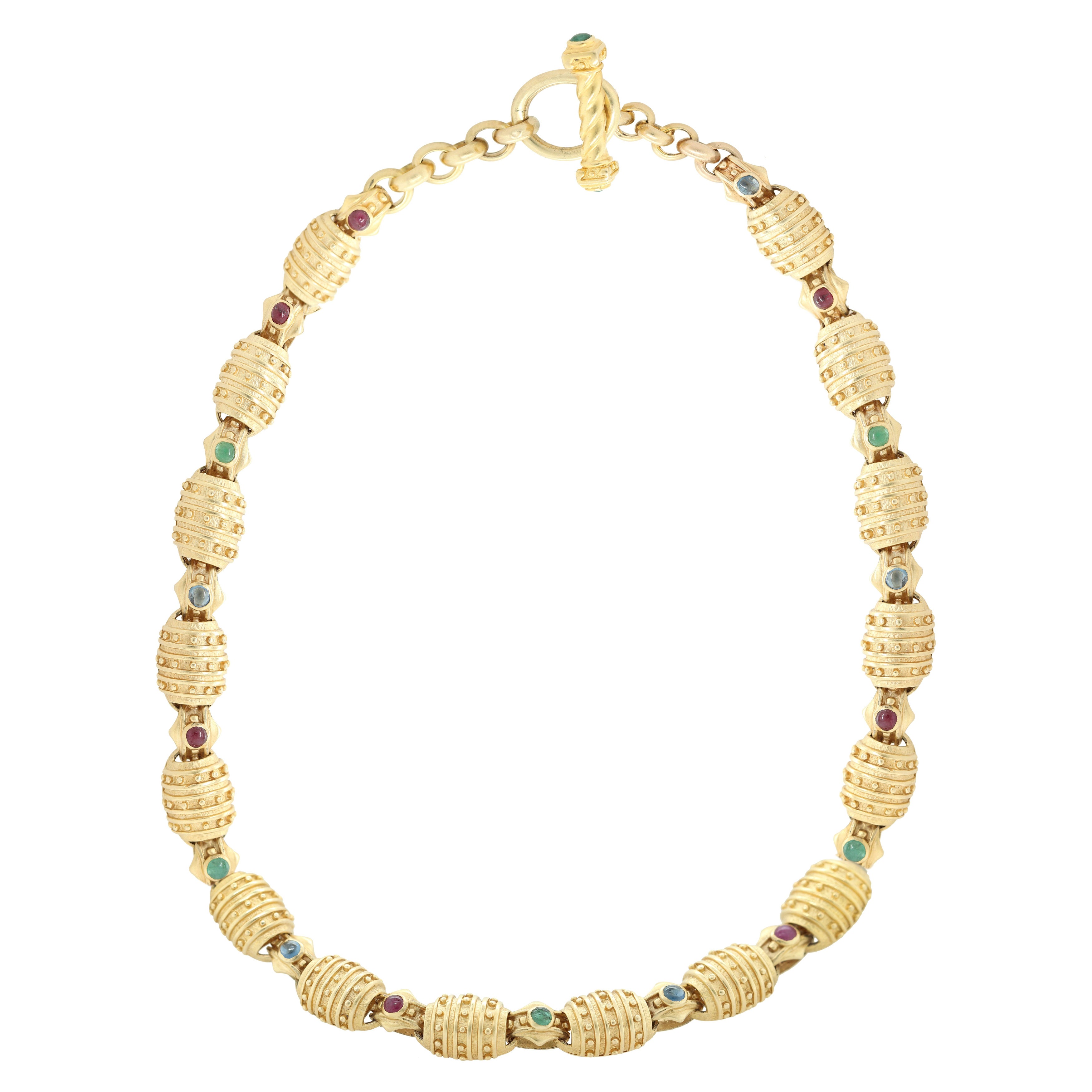 Diana M. Mehrfarbige 14K Gelbgold-Halskette im Angebot