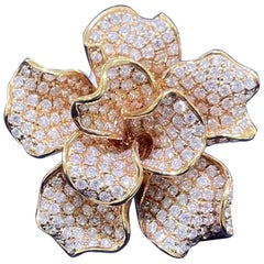 Anello da cocktail in oro rosa 18k con diamante rotondo 7ct Pave Misura 7