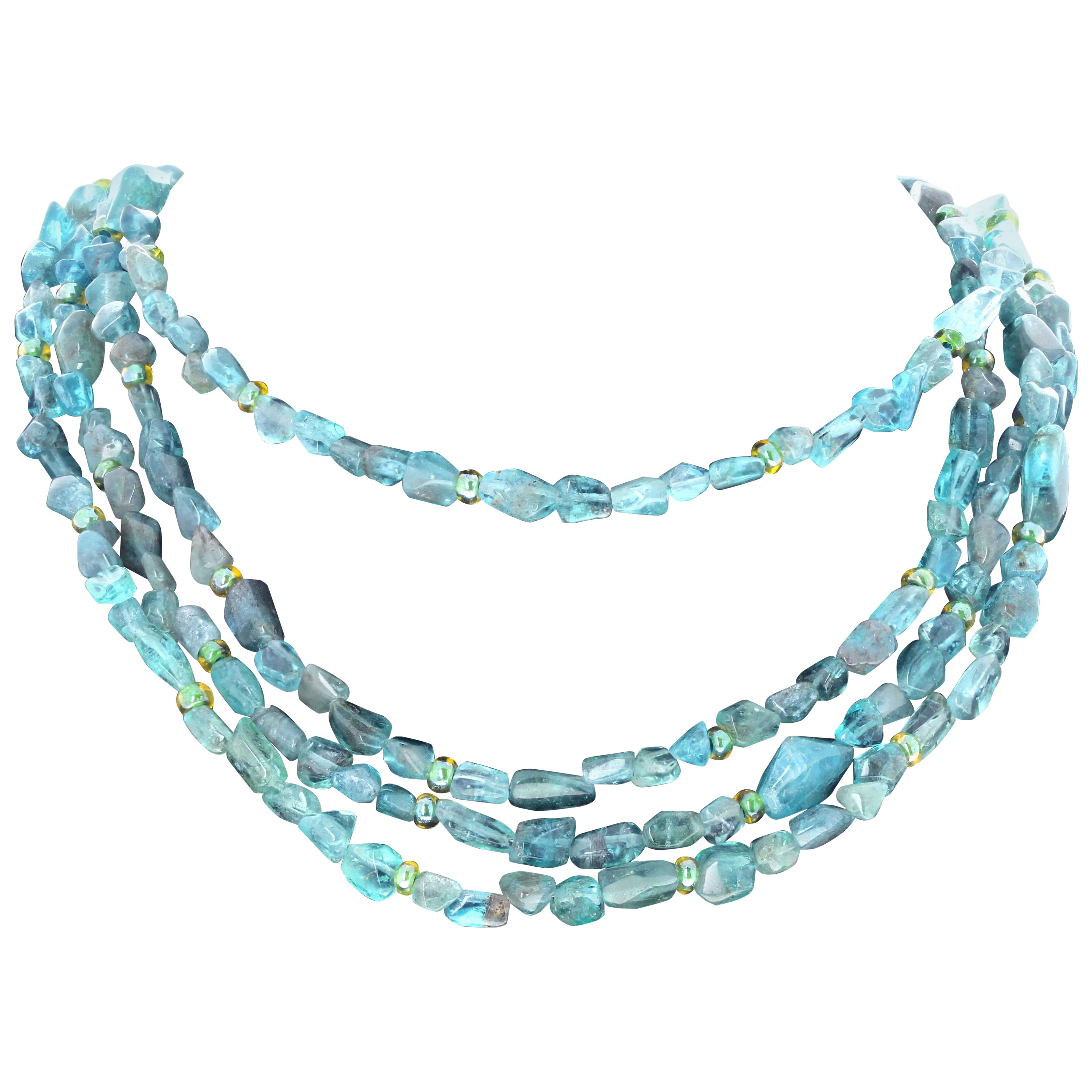 AJD  Aquamarine "Endless" 67" Necklace