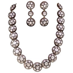 Collar Victoriano de Plata de Ley 925 con Diamante Polki de Corte Rosa Natural Hecho a Mano