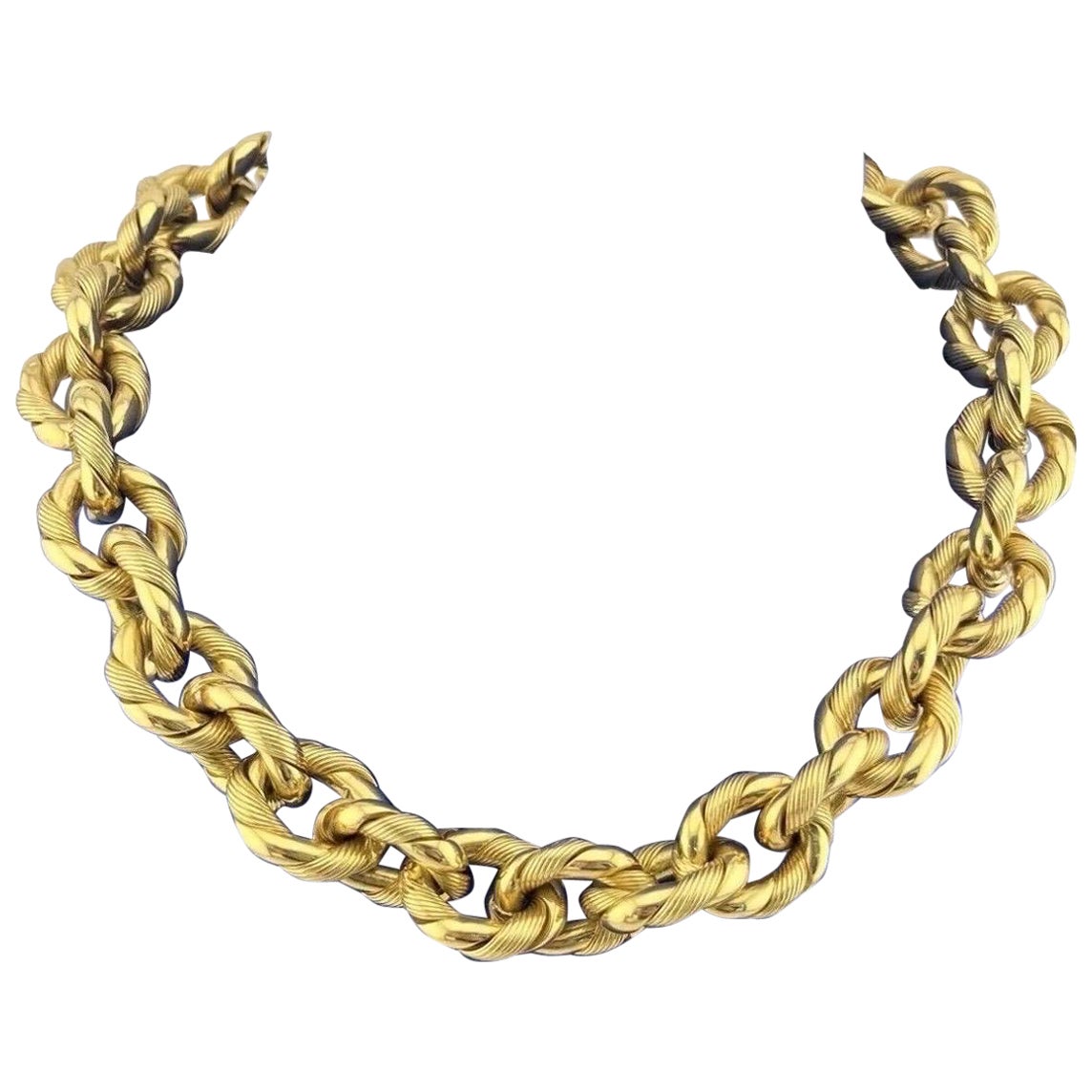 Estate Gioielli Moda Italy 18k Yellow Gold Twisted Oval Rolo Necklace