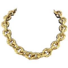 Estate Gioielli Moda Italy 18k Yellow Gold Twisted Oval Rolo Necklace