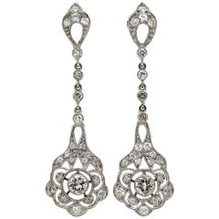 Antique Art Deco Diamond Platinum Chandelier Earrings 9