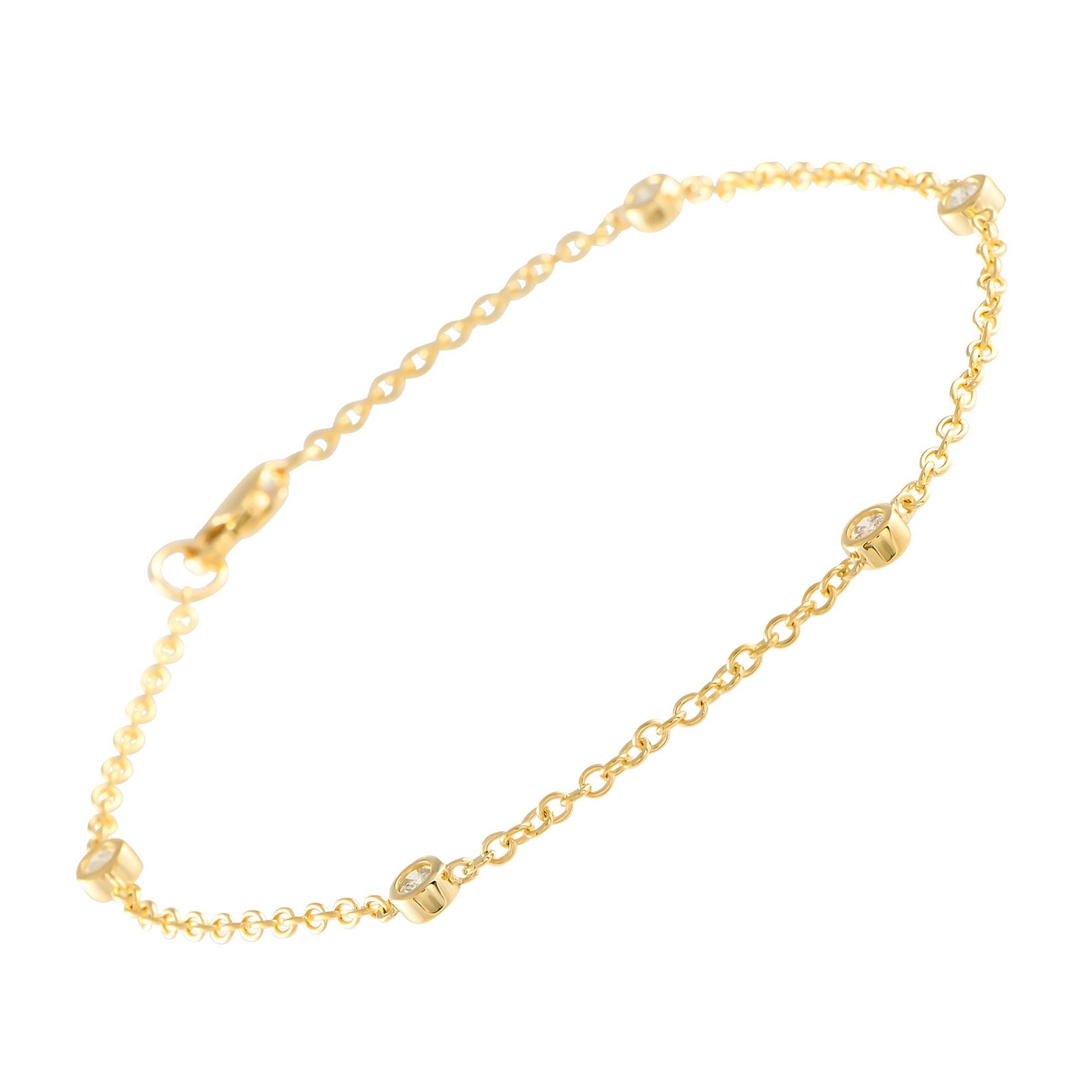 Bracciale in oro giallo 14K con diamanti da 0,22 carati