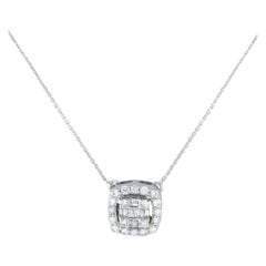 14K White Gold 0.25ct Diamond Cushion Necklace