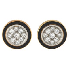 18K Yellow Gold 1.0ct Diamond and Enamel Earrings