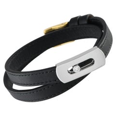 Messika My Move 18K White and Yellow Gold 0.08 ct Diamond Leather Bracelet