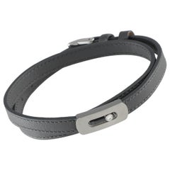 Messika My Move Titanium 0.08ct Diamond and Graphite Grey Leather Bracelet