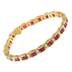 18K Yellow Gold 1.50ct Diamond and Ruby Bracelet