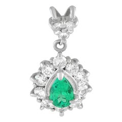 Platinum 0.70ct Diamond and Emerald Pendant