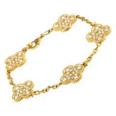 Van Cleef & Arpels Vintage 18K Yellow Gold 2.41ct Diamond 5-Motif Bracelet