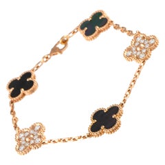 Van Cleef & Arpels Vintage Alhambra 18K Gold 0.96ct Diamond 5-Motif Bracelet