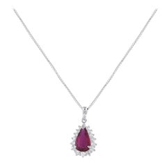 18K White Gold 0.50ct Diamond and Tourmaline Pendant Necklace