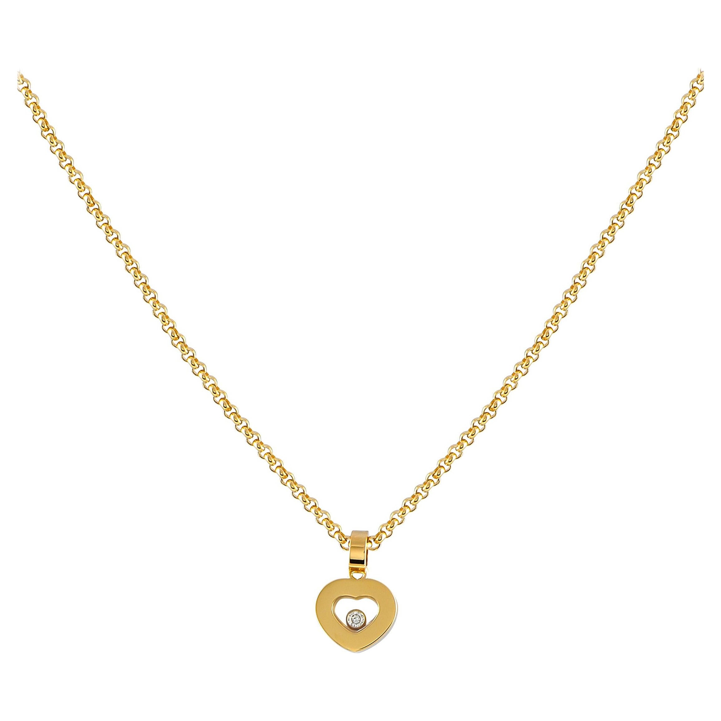 Chopard Happy Diamonds 18K Yellow Gold Diamond Heart Pendant Necklace