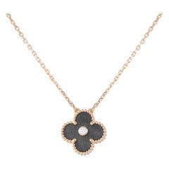 Van Cleef & Arpels Alhambra 18K Diamond & Obsidian Anniversary Edition Necklace