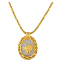 Ilias Lalaounis 18K Yellow Gold Rock Crystal Flying Geese Necklace