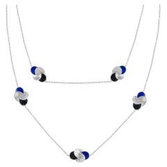 Cartier Paris Nouvelle 18K Gold 3.0ct Diamond & Lapis Long Station Necklace
