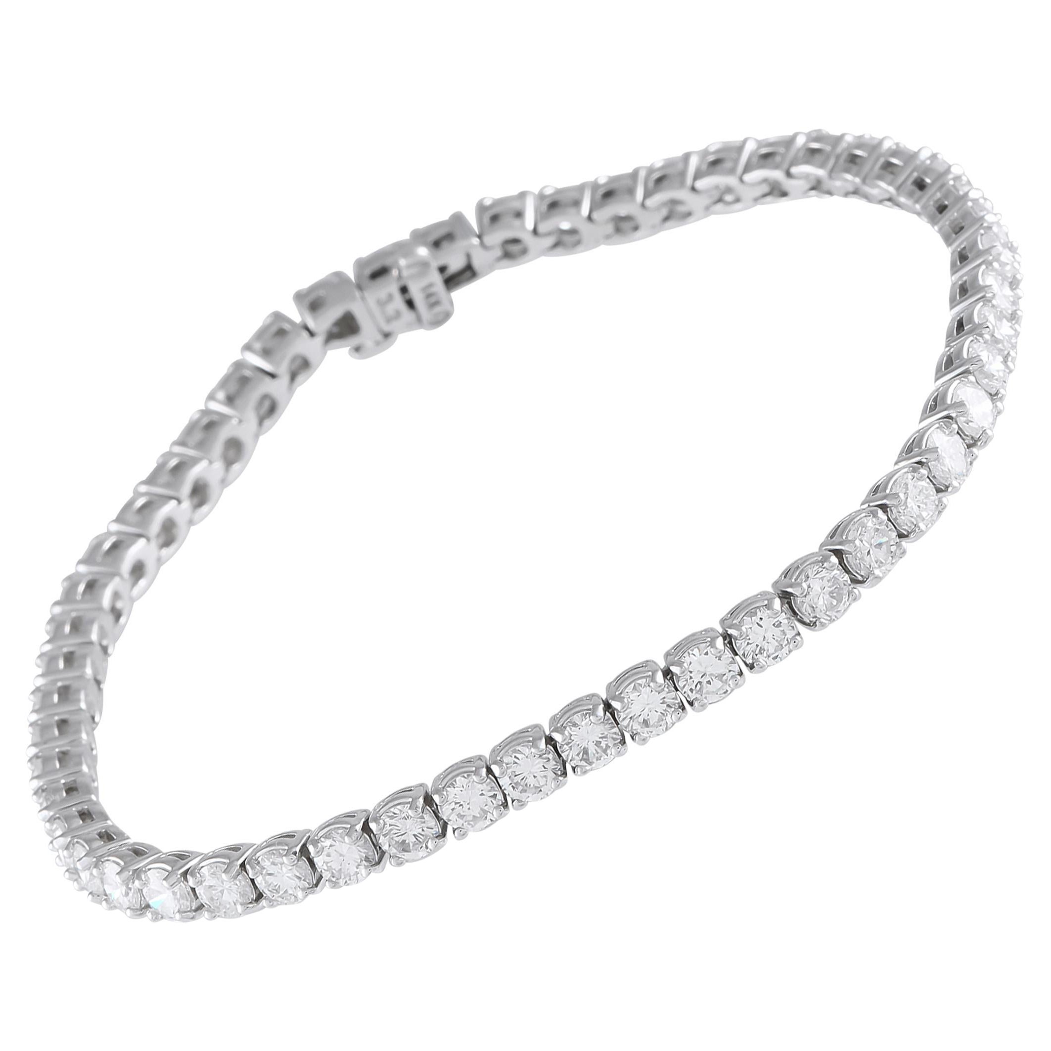 14K White Gold 7.29ct Diamond Tennis Bracelet For Sale