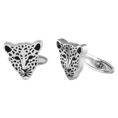 Gemelli Carrera y Carrera in oro bianco 18 carati con leopardo