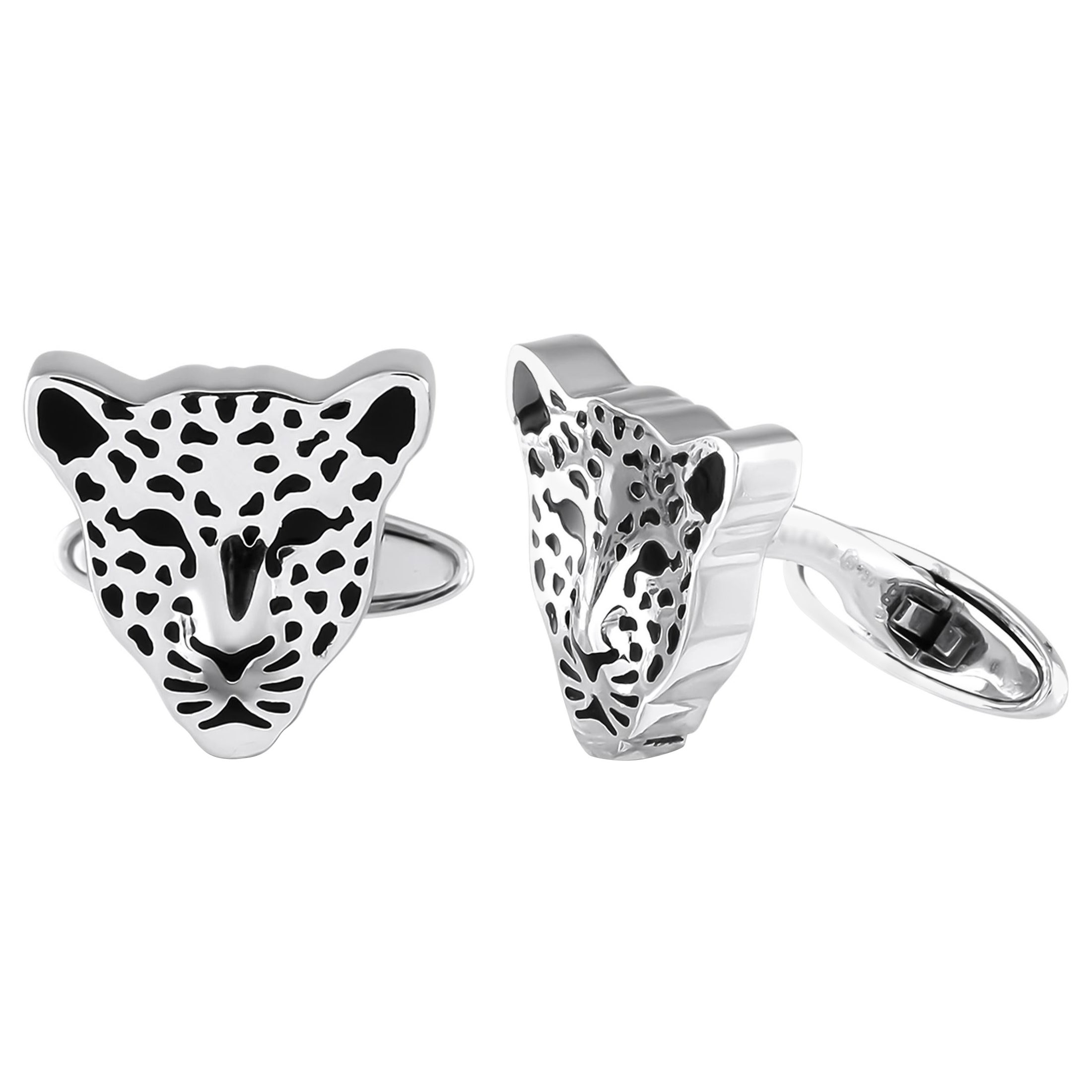 Carrera y Carrera 18K White Gold Leopard Cufflinks