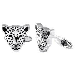 Gemelli Carrera y Carrera in oro bianco 18 carati con leopardo