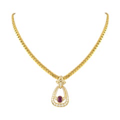 Collar Cartier Vintage de oro amarillo de 18 quilates con 1,70 quilates de diamantes y rubíes