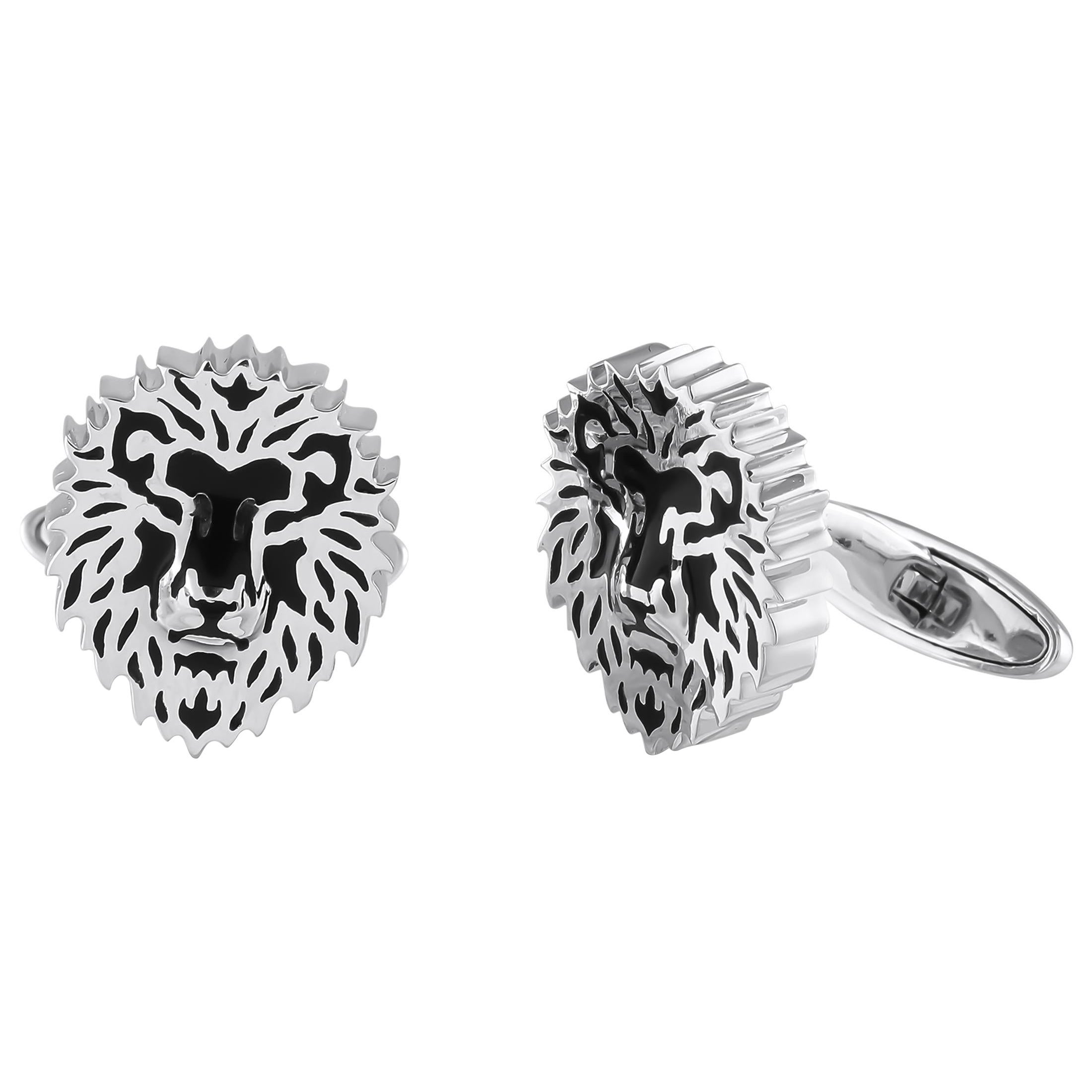 Carrera y Carrera 18K White Gold Lion Cufflinks