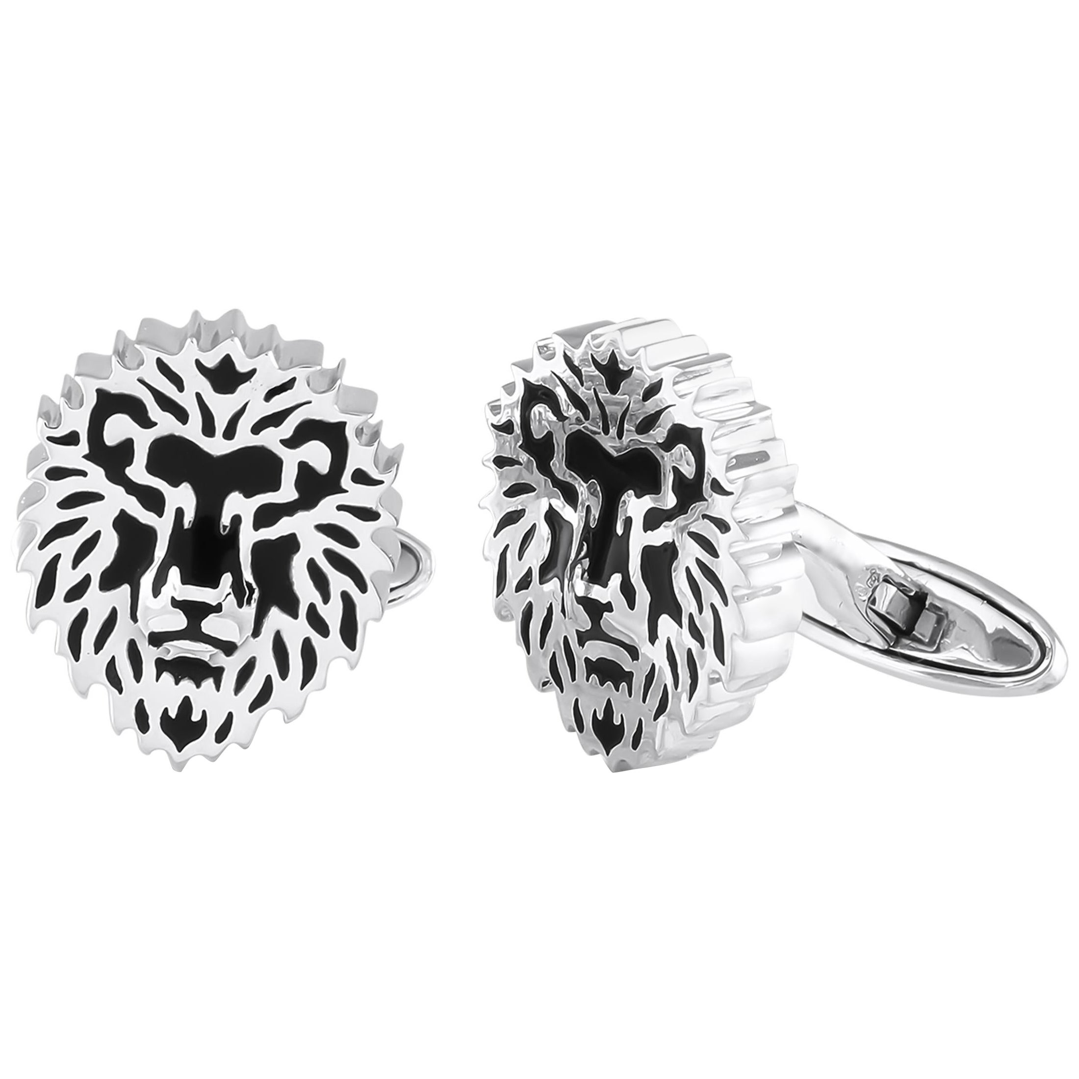 Carrera y Carrera 18K White Gold Lion Cufflinks