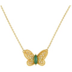 Van Cleef & Arpels Vintage 18K Gold 0.25ct Diamond Butterfly Necklace