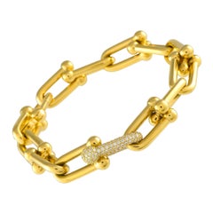 Tiffany & Co. Hardware 18K Yellow Gold 1.70ct Diamond Link Bracelet