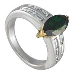 Platinum and 18K Yellow Gold 0.70ct Diamond and Tsavorite Ring