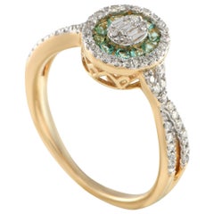 14K Yellow Gold 0.40ct Diamond and Emerald Ring