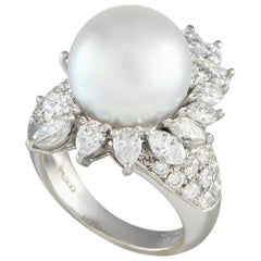 Platinum 2.47ct Diamond and Pearl Ring