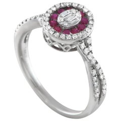 14K White Gold 0.40ct Diamond and Ruby Ring