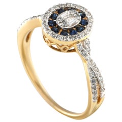 14K Yellow Gold 0.40ct Diamond and Sapphire Ring